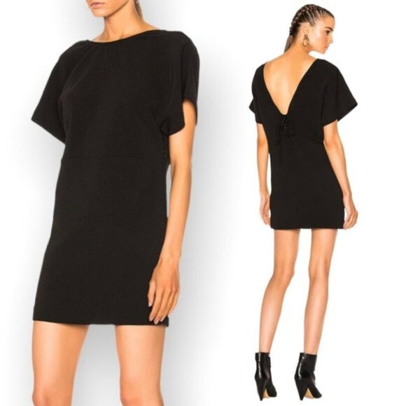 IRO Black IMANY Short Sleeve Dress with Lace Up Back - Picture 2 of 10